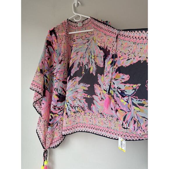 Sold Lilly Pulitzer Gauze Beach Coverup Tunic Top Open Front Boho Floral​ - Picture 3 of 8